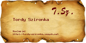 Tordy Szironka névjegykártya
